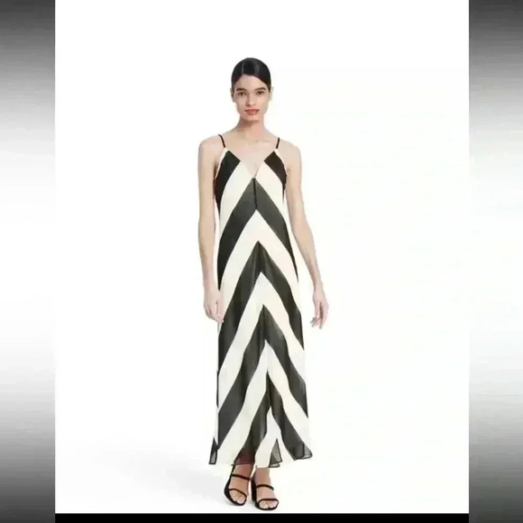Christopher John Rodgers X Target black & white chevron maxi slip dress sz 6 - Picture 1 of 7
